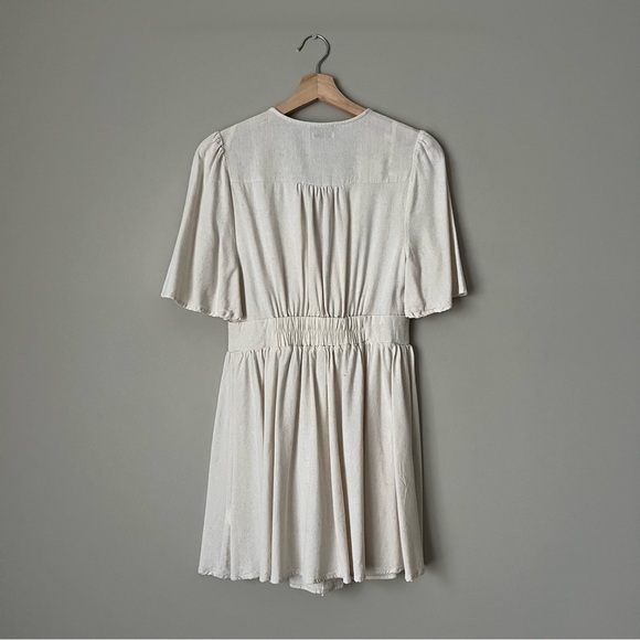 NWOT {Reserved} Beige Linen Blend Short Dress - Picture 3 of 5